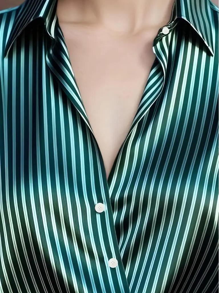 Retro European & American Women's Striped Long Sleeve French Shirt