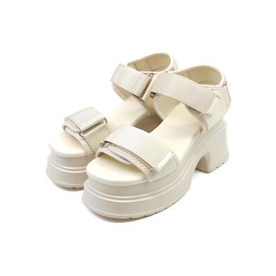 Plateausandalen mit Knöchelriemen Klettverschluss Sportlich Sportlich M [Vivian] 9,5 cm Damen, Sandalen, Sandalen, V57017SM, Elfenbein, (23,0-23,5)