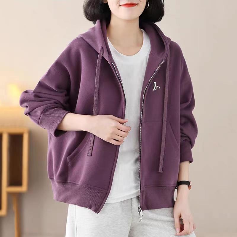 Dámská ležérní jarní bunda plus size - Stylový kardigan pro mámu středního věku, mikina, kolekce 2025