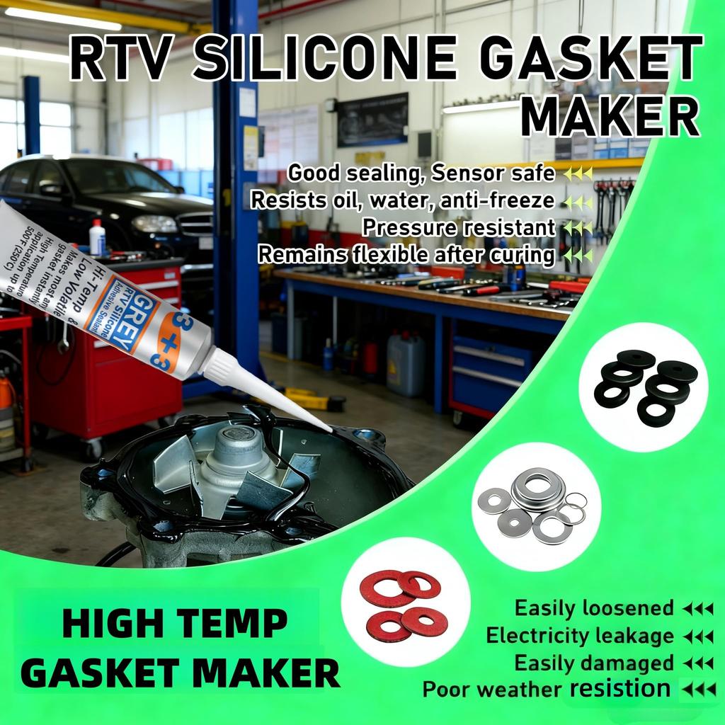 RTV Liquid Gasket, 3.5 Oz (100 G), Heat Resistant Silicone, Liquid Gasket, Heat and