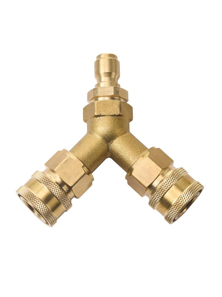 

3/8 Inch Brass Pressure Washer Splitter - Dual Gun Quick Connect 5000 PSI Garden Hose Car Cleaning Tool
