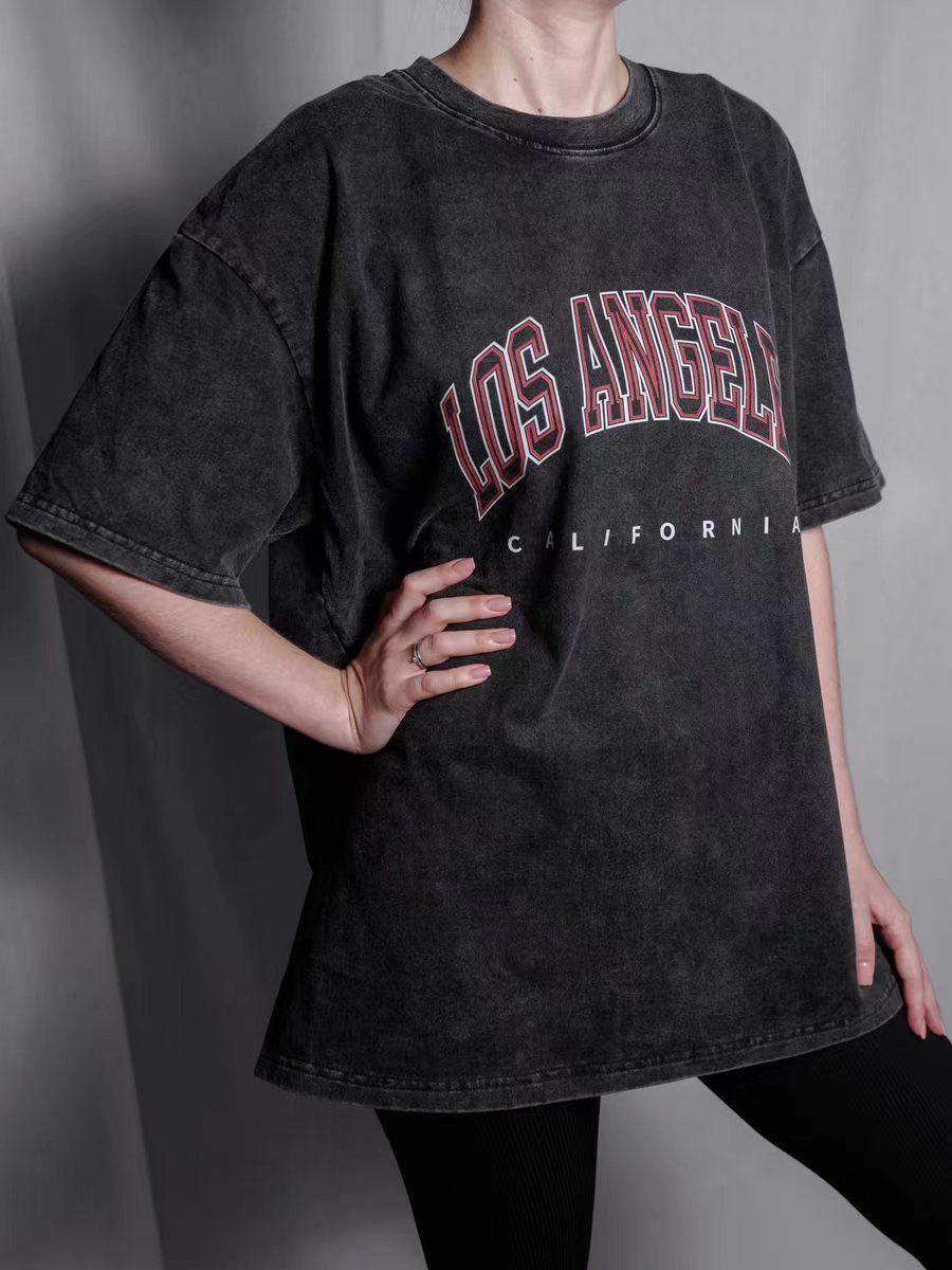 

2024 Summer Women s Pure Cotton Retro College-Style Short Sleeve T-shirt M