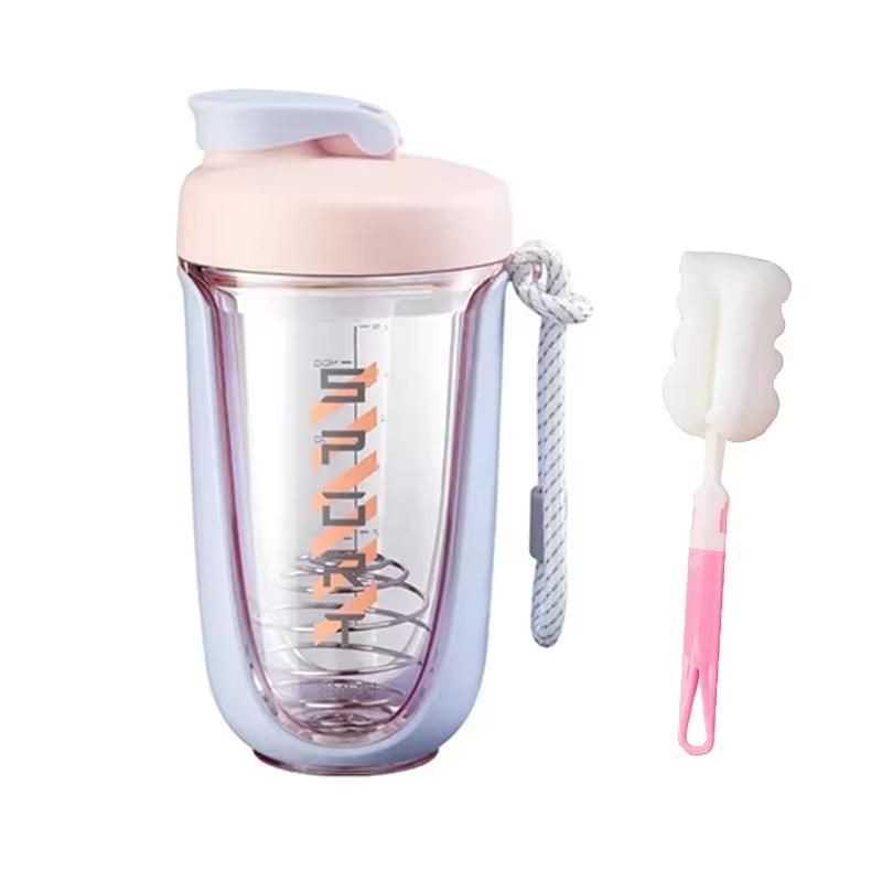 

Colorful Protein Shake Cup With Agitator And Cleaning Brush Bpa-Free Dishwasher-Safe Suitable For Fitness Exercises Drinking 590ml фиолетовый
