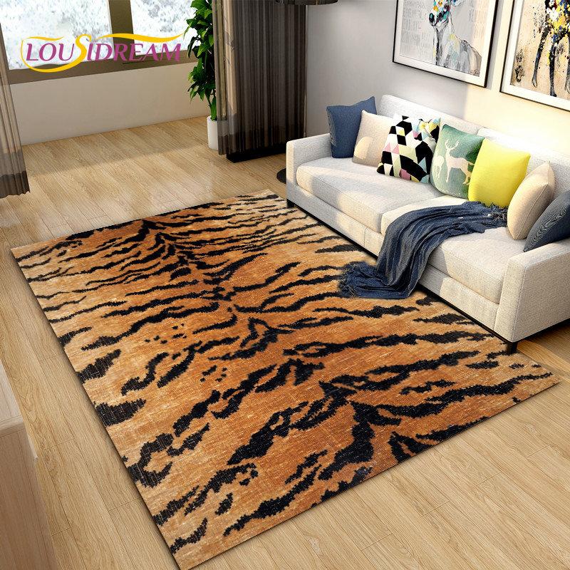 3D Stripe Tiger Print Pattern Area Rug Large,Carpet Rug for Living Room Bedroom Kitchen Doormat Decoration, Non-slip Floor Mat
