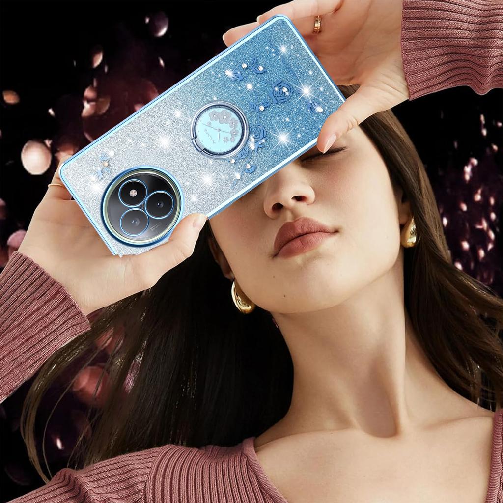 For Xiaomi Redmi K80 Ultra 5G Case Ring Kickstand TPU Flowers Phone Cover Gradient Glitter