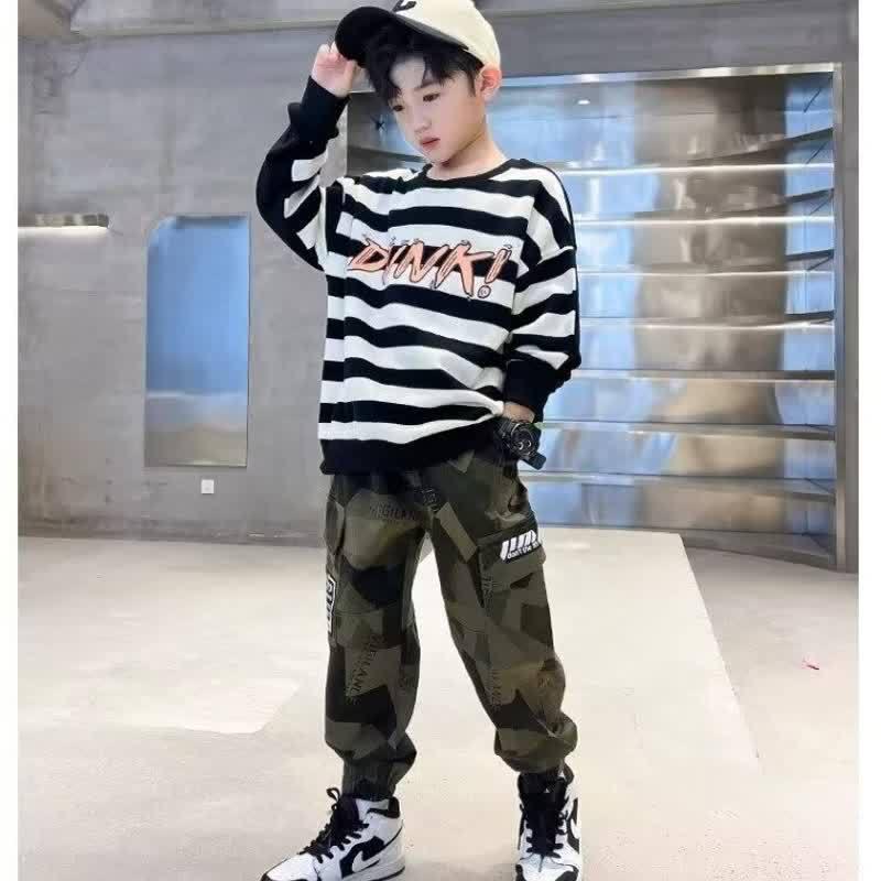 

Spring/Autumn Boys Camouflage Fleece Cargo Pants - Trendy Style for Big and Middle Kids 160 камуфляжний