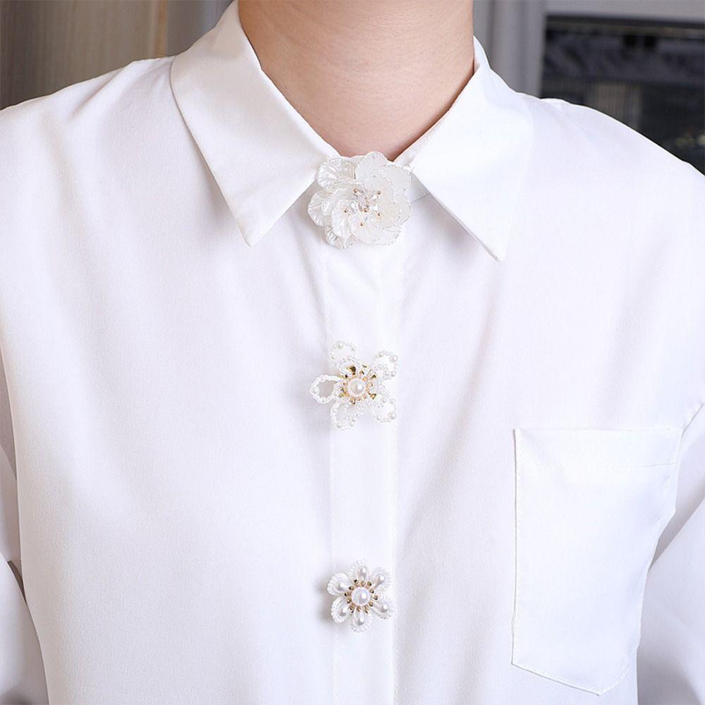 On Shirt Pearl Button Cover DIY Accessories Alloy Flower Cufflinksble Decor Cufflinks Button Cover