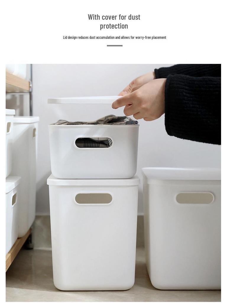 קופסת אחסון אטומה לאבק עם מכסה למשרד, שולחן עבודה, ארון, סלון ומטבח - לארגון