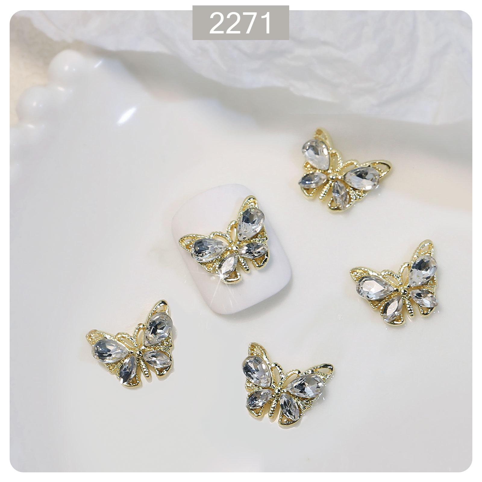 

5pcs 3D супер блискучий сплав метелик Орнамент Crystal Rhinestone Циркон Прикраси для нігтів Nail Art Декорація