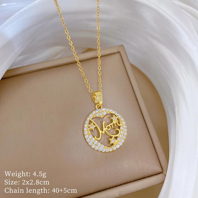 Copper Micro-Inlaid Love Fashion Light Luxury Temperament Gorgeous Full Diamond Necklace Female Versatile Collarbone Chain Titanium Steel