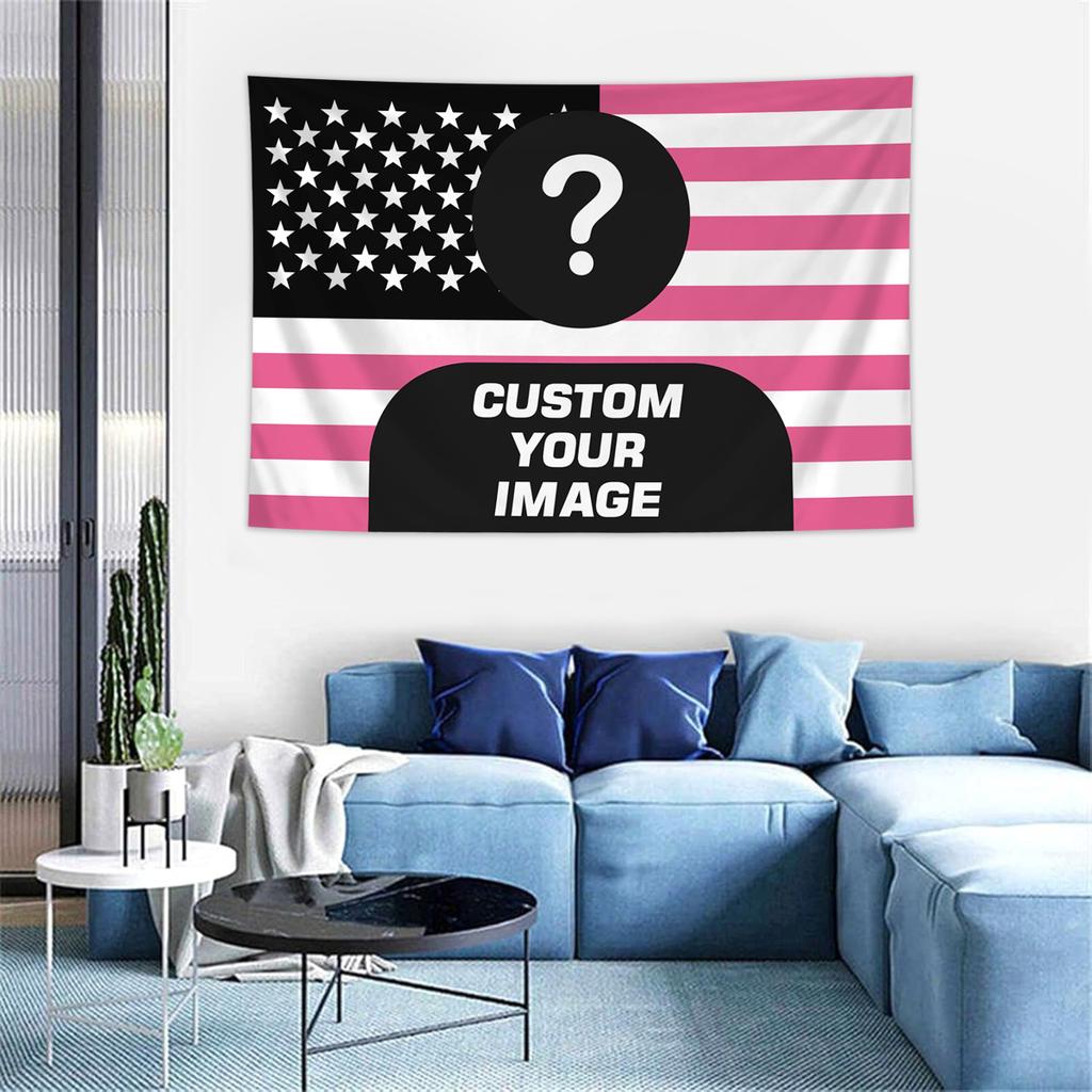 1pc Personalized Photo Customized American Flag Tapestry, Room Decoration Banner Tapestry Customized for Family, Pets, Idols