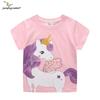 Unicorn Pattern Knit T-Shirts for Girls - European & American Style, Short-Sleeved, Perfect for Summer
