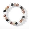 Festliche Geschenke Beige Stein Schwarzer Onyx Rauchquarz Risskristall Perlenarmband Natürlicher Modeschmuck Für Männer Frauen Tägliches Tragen Geschenk