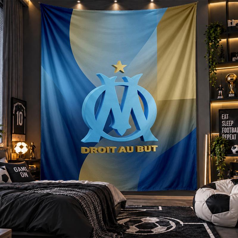 Wall Hanging Tapestry Olympique Lyonnais FC Print Cloth for Living Room Bedroom Home Decor