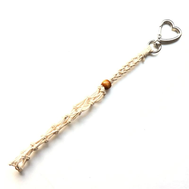 Handwoven Waxed Cord Keychain Net Pocket Bag Charm For Bags Backpacks And Accessories Fashionable Keyring
