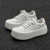 Niche flow design ins thick-soled heightening board shoes little white shoes bread muffin shoes 25542 white-J