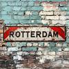 2D Flat - Retro Aluminum Sign, 2D Flat Design Featuring "ROTTERDAM" (40.64Cm X 10.16Cm) - Ideal Decoration for Dutch City Football Stadiums, Suitable 