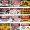 Metal Sign"Danger High Voltage Electrical Shock Hazard,Danger Velociraptor Containment",Tin Sign For Indoor/Outdoor,AluminumSign
