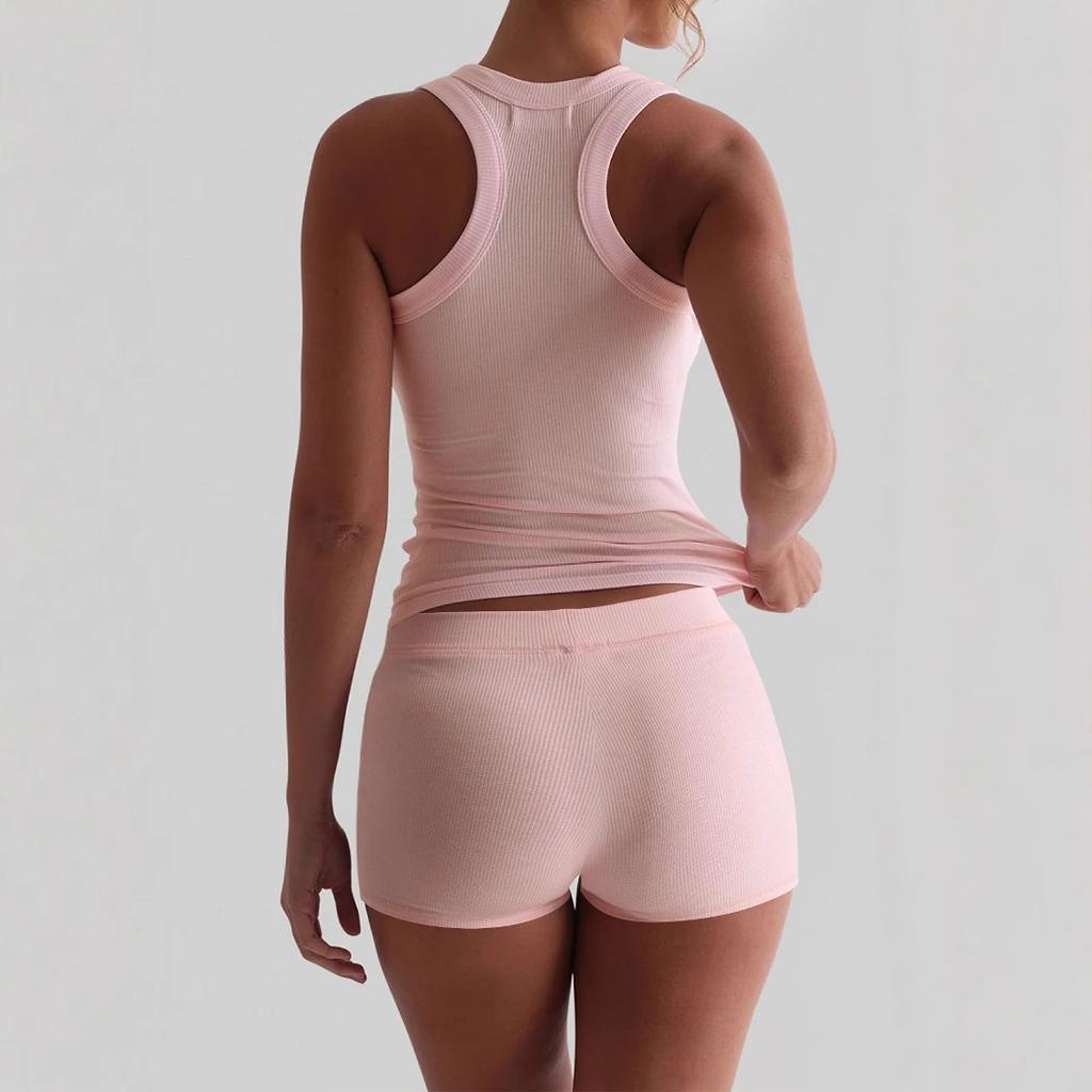 Dam sommar yoga sportstil linne väst tvådelade set