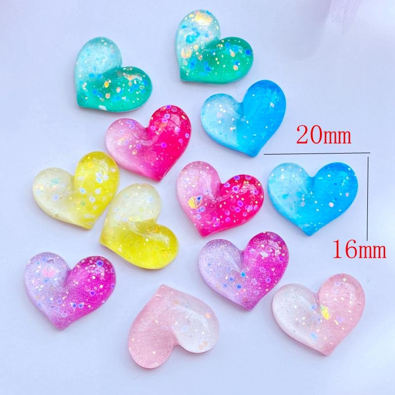 10Pcs New Cute Resin Mini Shining Heart Flat back Cabochons Scrapbooking DIY Jewelry Craft Decoration Accessories