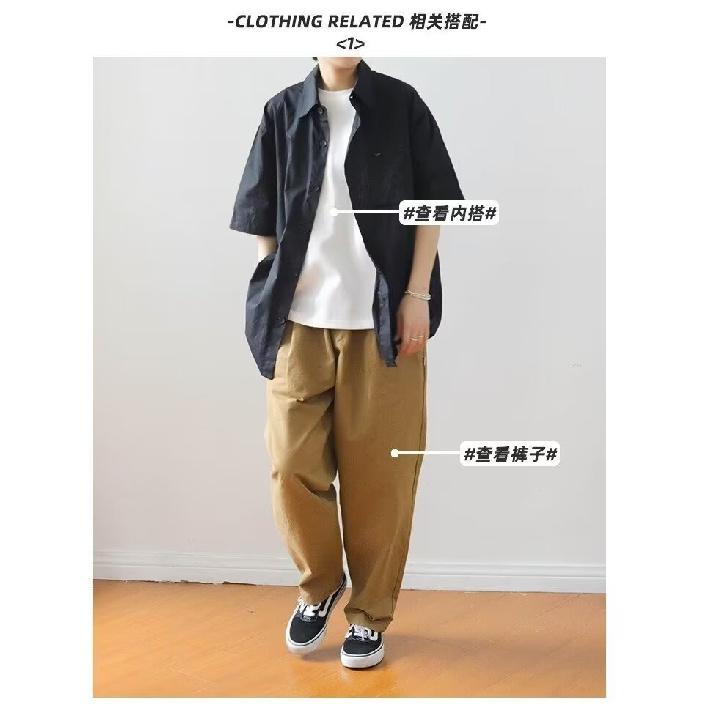 Retro Shirt Men'S Summer Outfit Hong Kong Style Student Loose And Niche Design Fun New Men'S Top For Outdoor Wear 2024