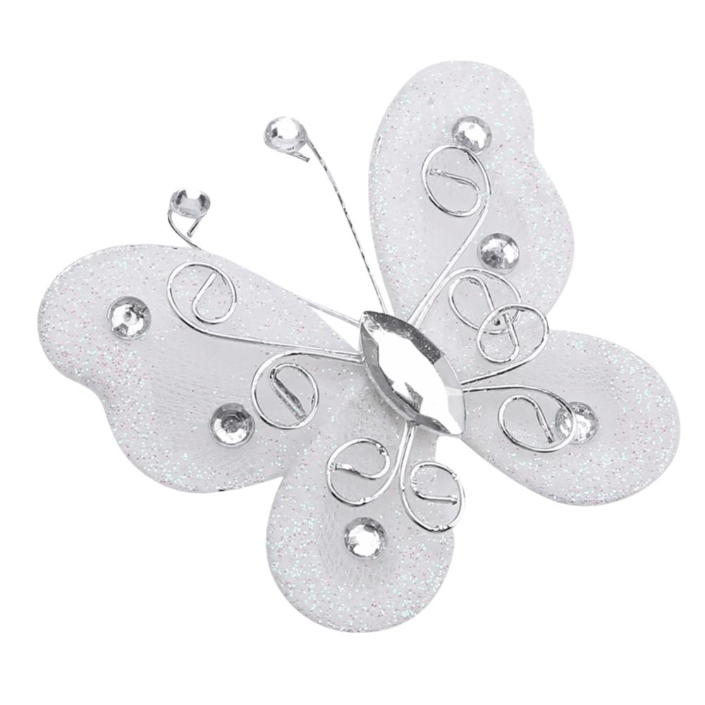 

24pcs Glitter Decoration Mesh Wire Butterfly Sheer Gauze Glitter Butterfly Fabric Butterfly Craft Projects
