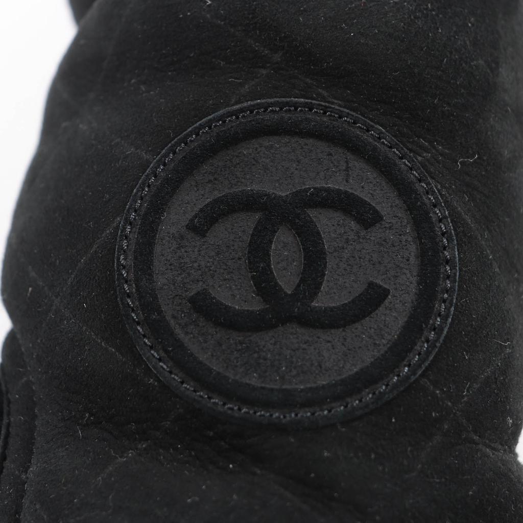 Great CHANEL boots black Mouton Women 38 G26557 Used