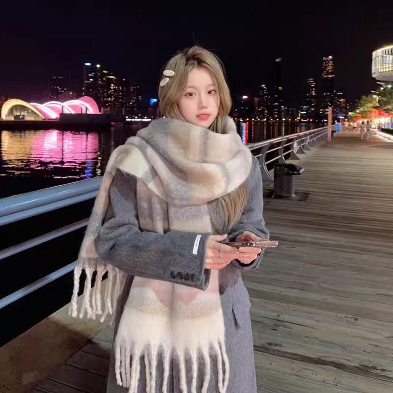 Scarf Men's Winter New Versatile Korean Version Plaid Scarf Women Give Boyfriend Gifts Couple Scarf To Keep Warm
