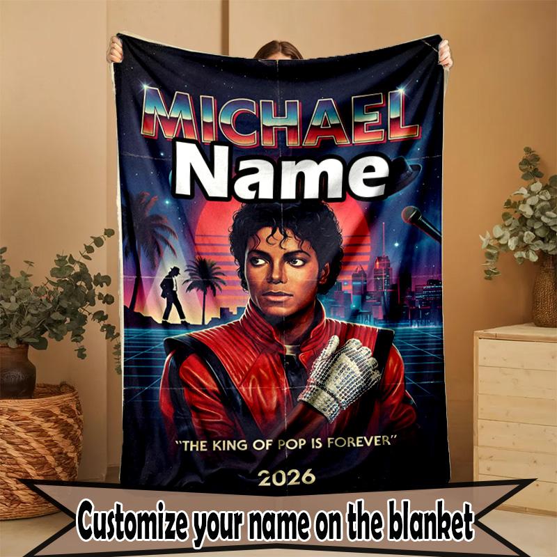 Personalisierte Michael Jackson Druckdecke mit individuellem Namen, Heimdekoration, Schlafzimmer, Sofa, Camping, Couch, Geschenke für Geburtstag WeihnachtenEnthusiasten