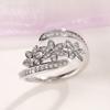 Delicate Flower Opening Adjustable Ring Female Engagement Jewelry with Dazzling Zirconia Silver Color Accessories Gift
