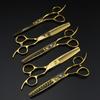 6.0 Inch Gold Pattern Flat Cut Tooth Scissors Hair Scissors Hair Scissors