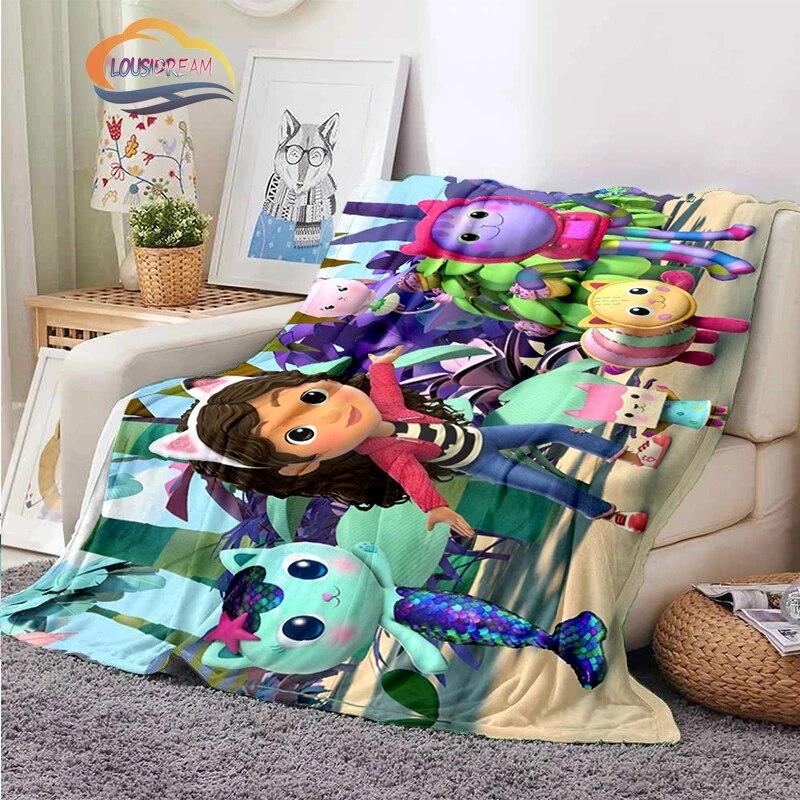 Cartoon Gabby's Dollhouse Cute Cashmere Blanket Children and Girls Warm Portable Plush Cozy Throw Blanket Bed Sofa Blanket