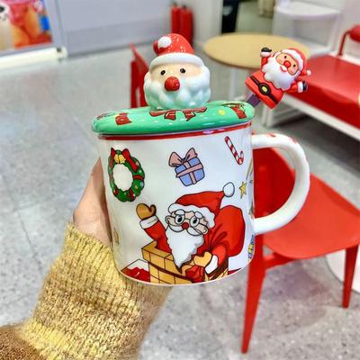 Kreatywny kubek Świętego Mikołaja z kreskówek Ceramiczne kubki do kawy Boże Narodzenie Prezent świąteczny Malowany ręcznie kubek na wodę Pamiątkowy kubek do napojów