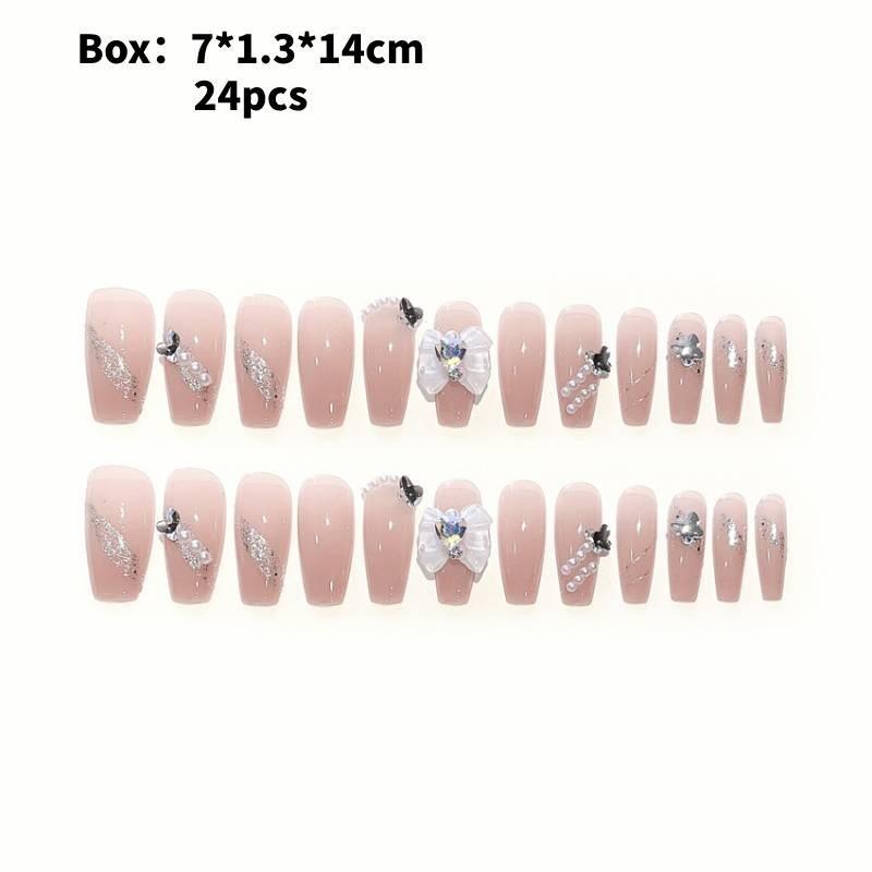 

Nail Nails Wear Fashion Exquisite Advanced Pure Wind Bow Nail Patch Long Style