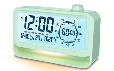 Digital Table Reviday Alarm Clock Timer Rechargeable Alarm 3 Sets with Night Light Brightness Adjustment Automatic Lighting Volume Adjustment