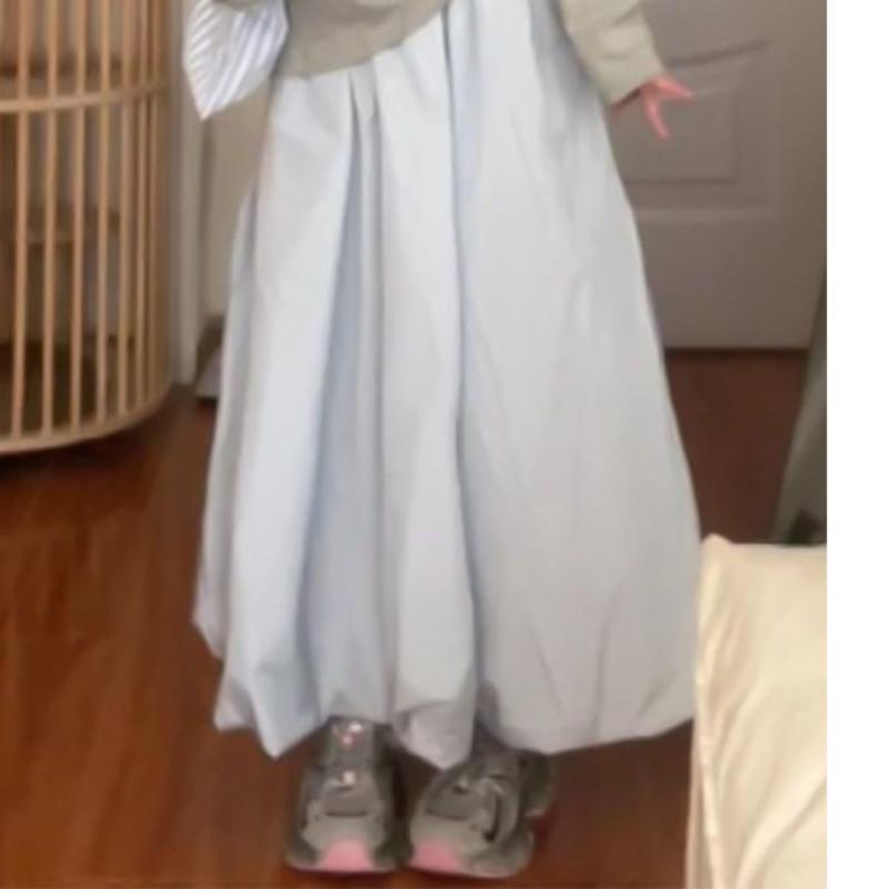 Modrá sukně s poupětem pro ženy na léto Nová lehká a prodyšná sukně s vysokým pasem Jemný styl Lucernová sukně