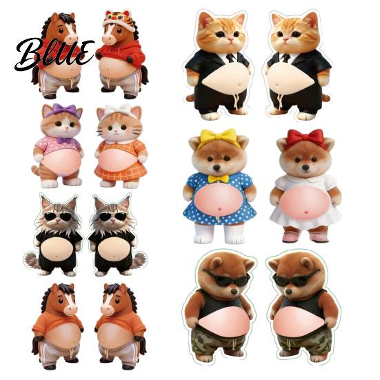 Adhesive Animal Sticker 1 Pair Elastic Belly Anxiety Stress Relief Fat Tummy Decal Dog Cat Horse Pinch Silicone Anti-collision