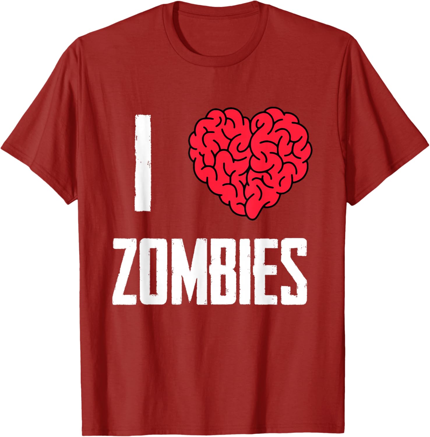 I Love Zombies Brain Heart Graphic Tee Men Casual Short Sleeve Cotton Crew Neck T-Shirt S