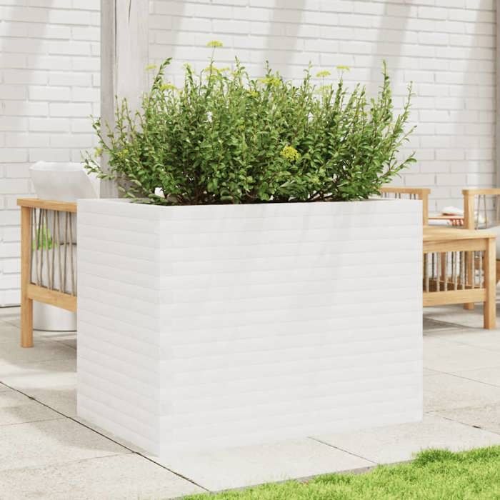 VidaXL Planter White 90x60x68.5 Cm Solid Pine Wood, Outdoor Planter, Flower Box, Tomato Planter, Planter of 3282500