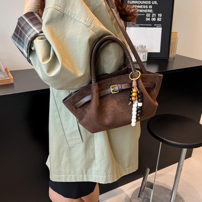 Suede tote bag women's 2025 new trendy autumn and winter exquisite ultra-fire leopard print shoulder bag commuter messenger bag