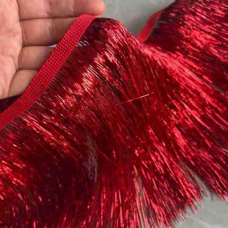 10M Long 15cm Wide Sequin Tassel Fringe Lace Edge for Stage Performance Wear Sewing Decoration