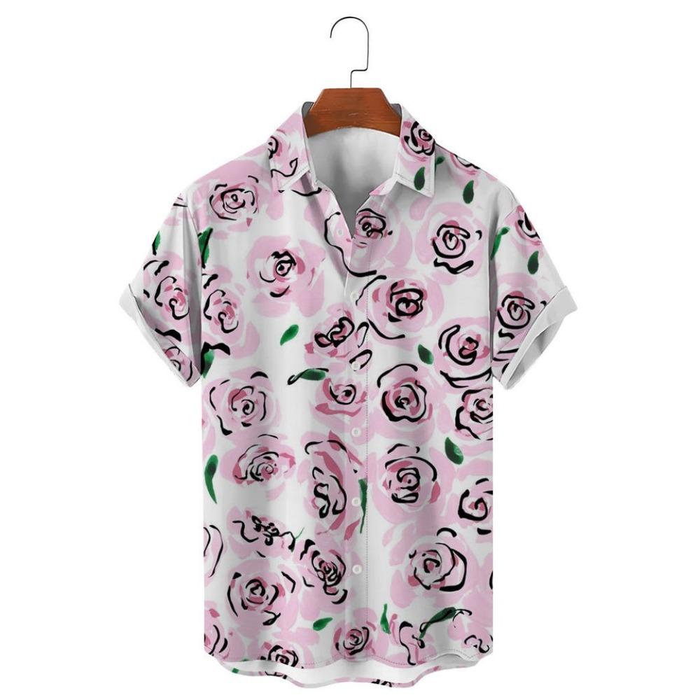

Мужская рубашка с рисунком тропических растений и 3D-принтом, топы, новая летняя повседневная праздничная рубашка с пуговицами, отворотами и короткими рукавами, одежда унисекс XL