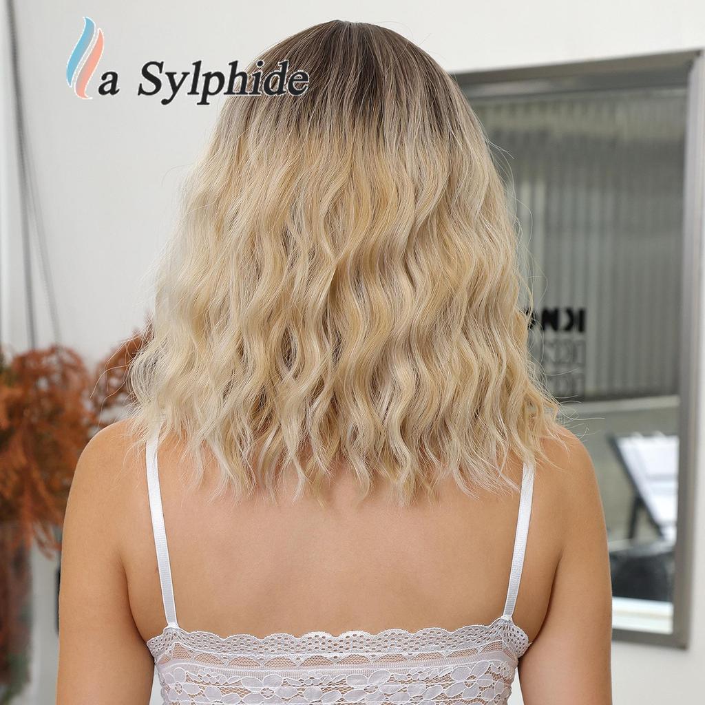 Hot-Selling European and American Women's Short Curly Bobo Wig - Golden Gradient, Fashionable & Natural.