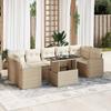 Vidaxl 8-Cz. Garden Furniture Set With Cushions, Beige, Poly Rattan