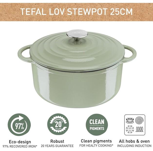 Чугунная жаровня Tefal E25805 Lov круглая 29 см светло-зеленая (E2580504)