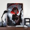 Anime Girl With Red Scythe Metal Poster Customized Wall Art Retro Vintage Tinplate Signs for Man Cave Luxury Home Decor Items