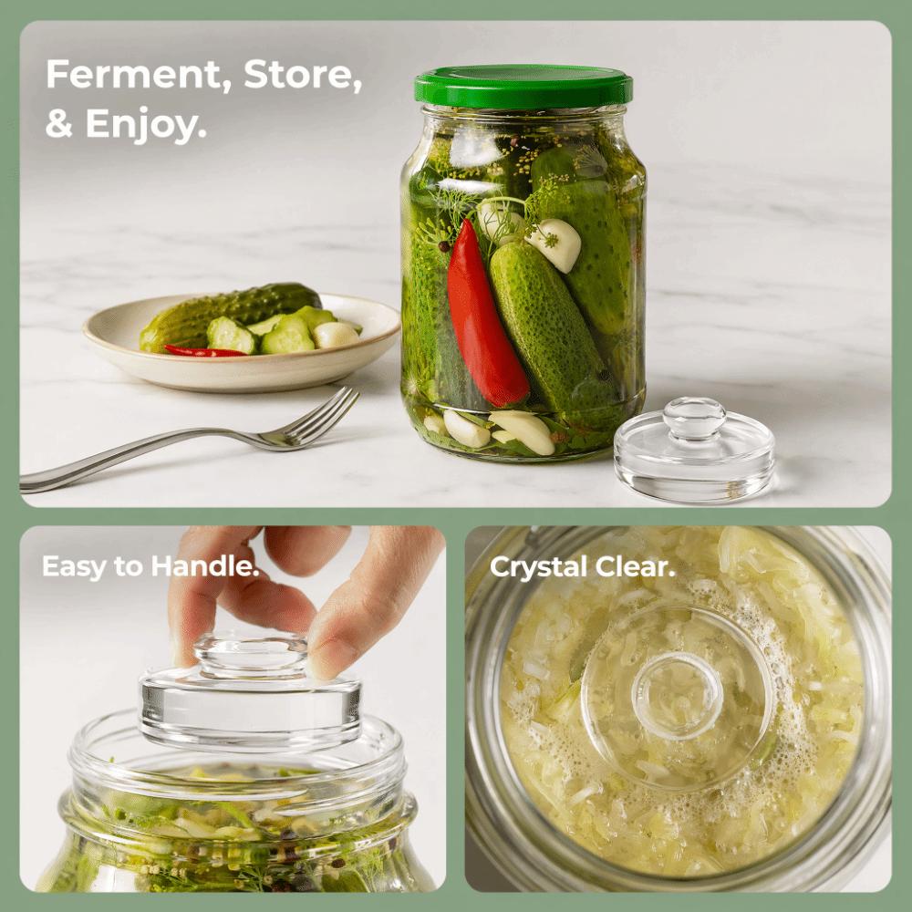 Clear Glass Weights Fermented Wide Mouth Mason Jar Lid Cheese Fermentation