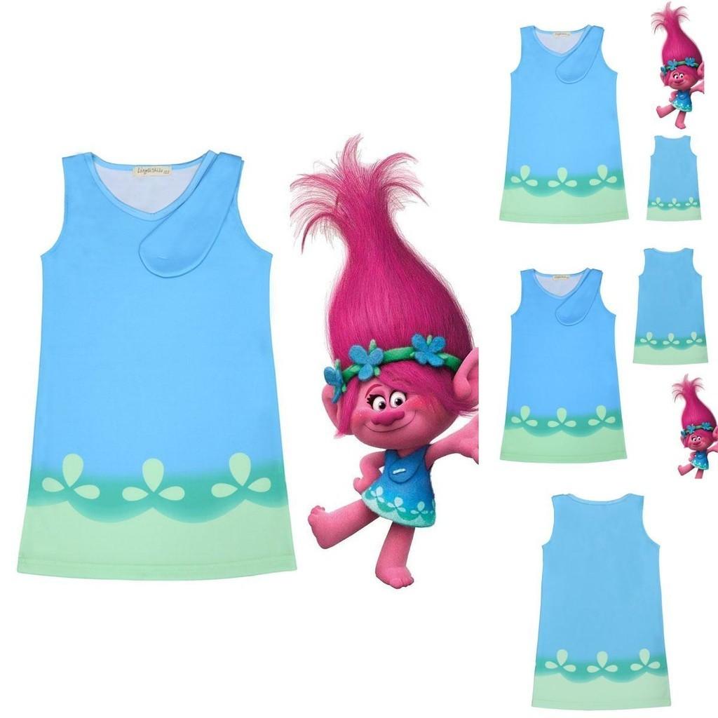 Entzückendes Trolls Poppy Cosplay-Kostüm für Kinder Perfekt für Geburtstagsfeiern