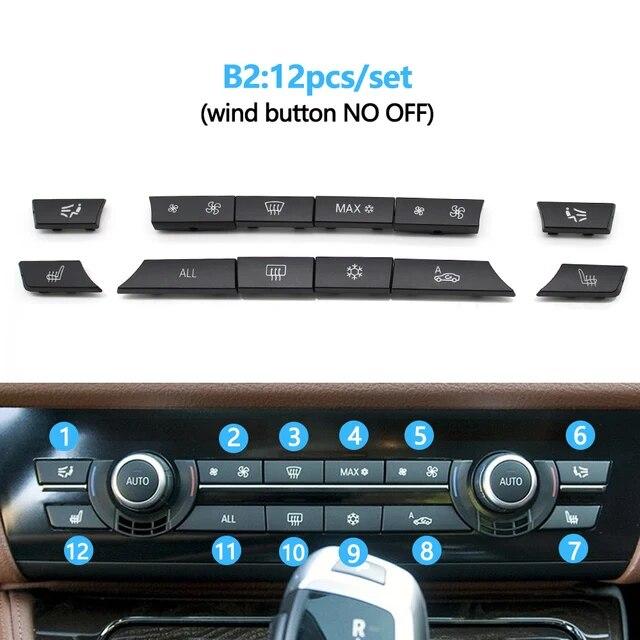 11/12/14pcs Dashboard Air Conditioner AC Button Heater Switch Cover For BMW 5 6 7 Series X5 X6 F10 F18 F06 F12 F01 F02 F15 F16