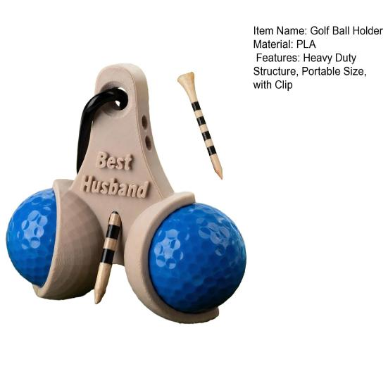 3D tištěný držák na golfové míčky s klipem Pojme 2 golfové míčky a týčka Nosič Organizér Úložný stojan Golfové příslušenství Muži Ženy Dárek pro golfistu